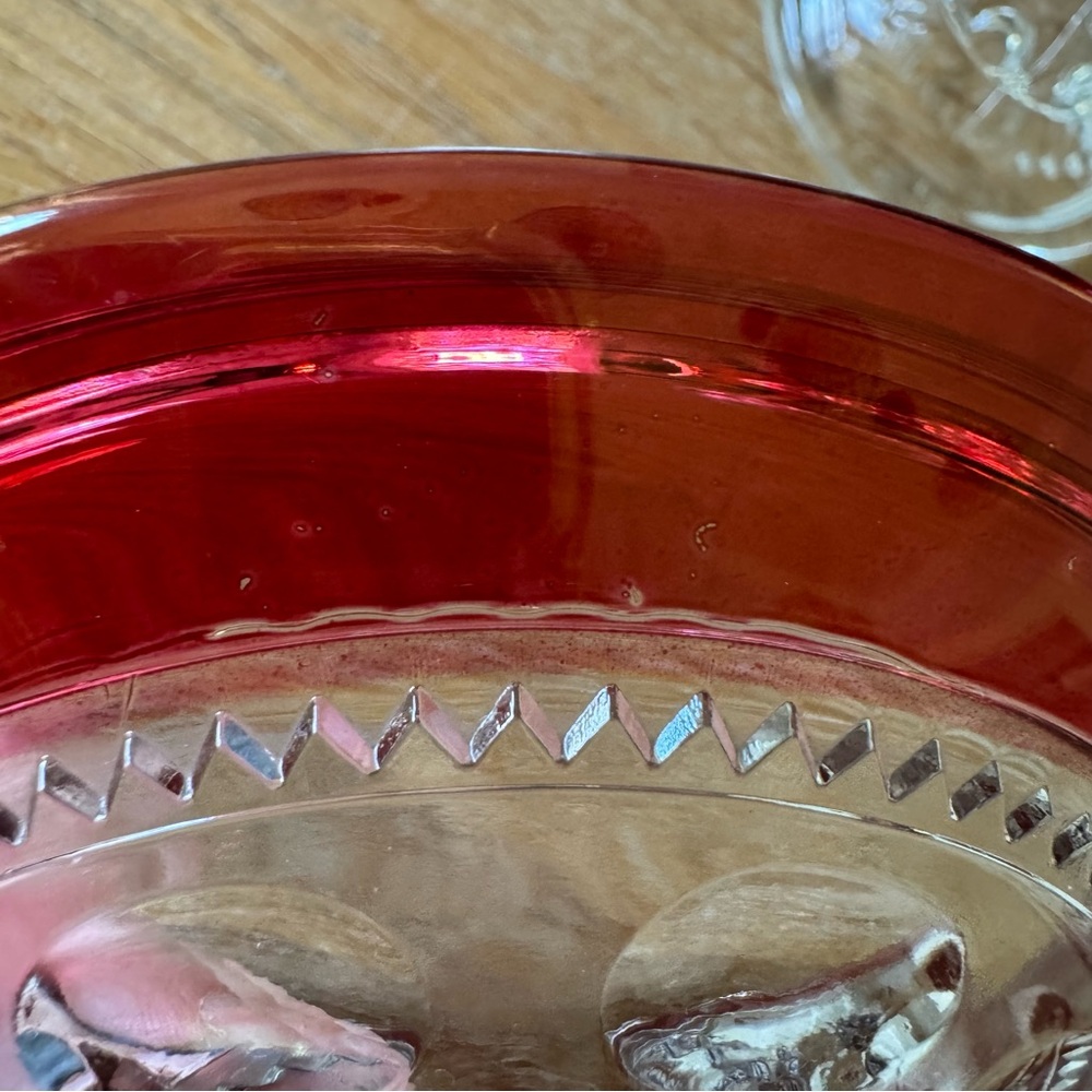 Vintage Kings Crown Ruby Thumbprint Compote with Lid - Mid Century Elegance - Picture 7 of 7